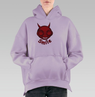 Зловещая красная голова с улыбкой Smile, Hoodie Oversize Fiolet, утепленная