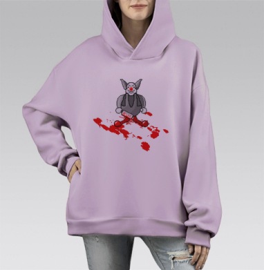 Злой клоун, Hoodie Mono Fiolet, оверсайз, утепленная