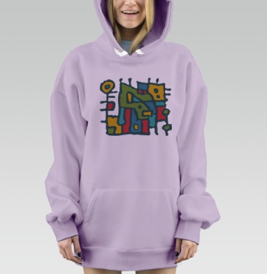 Змей охраняет золотой слиток на тёмно зелёном фоне, Hoodie Mjhigh Dig Mel, Fiolet, утепленная