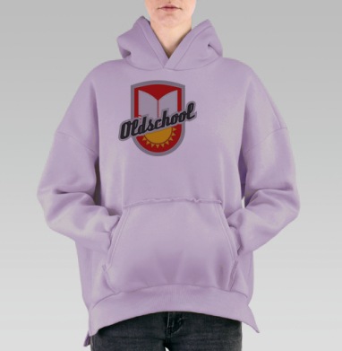 Значок с книгой и солнцем Винтажный знак Старой Школы, Hoodie Oversize Fiolet, утепленная