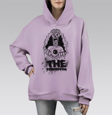 Зомби из темноты THE ZOMBIEBOOM, Hoodie Mono Fiolet, оверсайз, утепленная