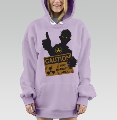 Зомби показывает лайк предупреждение радиации зона, Hoodie Mjhigh Dig Mel, Fiolet, утепленная