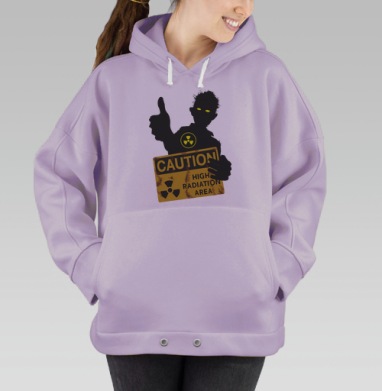 Зомби показывает лайк предупреждение радиации зона, Hoodie Oversize Fiolet