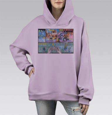 Постапокалиптический комикс с механическим крабом, Hoodie Mono Fiolet, оверсайз, утепленная