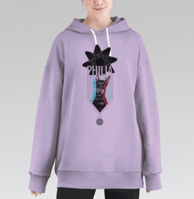 Зооглитч. Доберман, Hoodie Long Oversize Fiolet