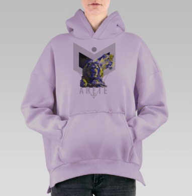 Зооглитч. Лев, Hoodie Oversize Fiolet, утепленная