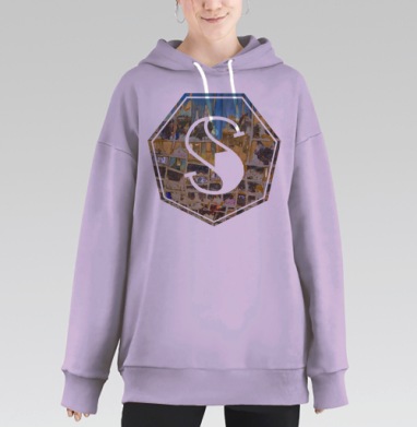 Абстрактная мозаика городского калейдоскопа, Hoodie Long Oversize Fiolet