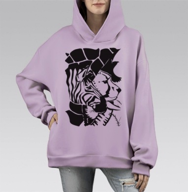 Африка, Hoodie Mono Fiolet, оверсайз, утепленная