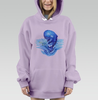 Акварельный кит, Hoodie Mjhigh Dig Mel, Fiolet, утепленная