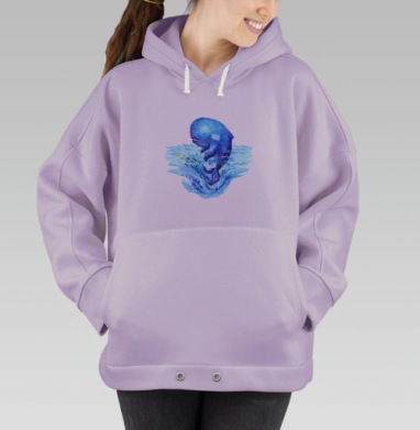 Акварельный кит, Hoodie Oversize Fiolet