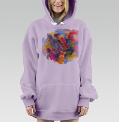 АКВАРИУМНЫЕ РЫБКИ, Hoodie Mjhigh Dig Mel, Fiolet, утепленная