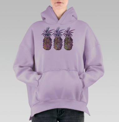 Ананасовые будни., Hoodie Oversize Fiolet, утепленная