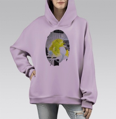 Ангел свет мой хранитель, Hoodie Mono Fiolet, оверсайз, утепленная