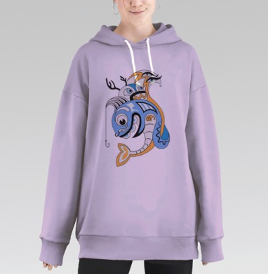 Арт-рыбы, Hoodie Long Oversize Fiolet