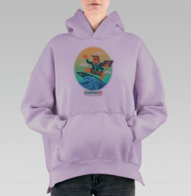 Безопасный серфинг вместе с касперским - пиксельарт, Hoodie Oversize Fiolet, утепленная