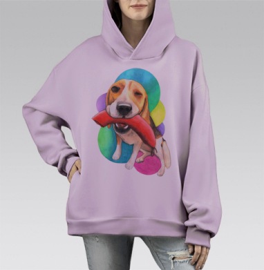 Бигль Соня, Hoodie Mono Fiolet, оверсайз, утепленная