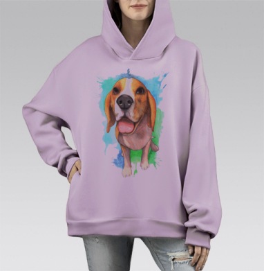 Бигль Юджин, Hoodie Mono Fiolet, оверсайз, утепленная