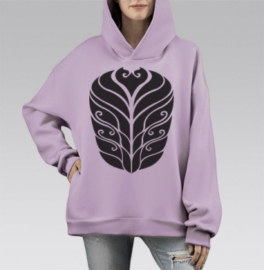 Блэкворк, Hoodie Mono Fiolet, оверсайз, утепленная