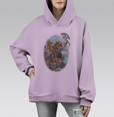 Боевой клич, Hoodie Mono Fiolet, оверсайз, утепленная