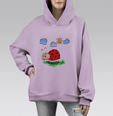 Божья коровка!, Hoodie Mono Fiolet, оверсайз, утепленная