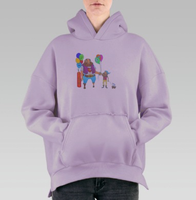 Большой и маленький пират, Hoodie Oversize Fiolet, утепленная