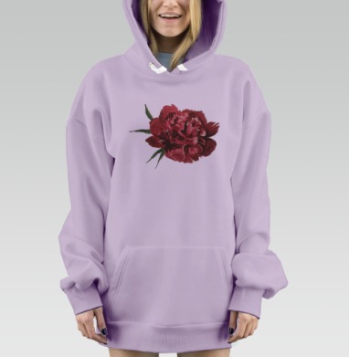 Бордовый пион, Hoodie Mjhigh Dig Mel, Fiolet, утепленная