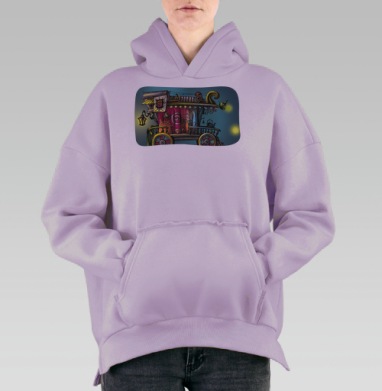 Бродячий театр в окне, Hoodie Oversize Fiolet, утепленная