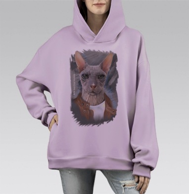 Брутальный мачо, Hoodie Mono Fiolet, оверсайз, утепленная