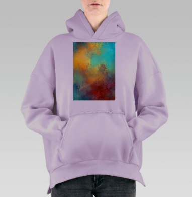 Брызги абстрактные, Hoodie Oversize Fiolet, утепленная