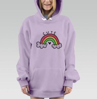 Будь милым и радужным, Hoodie Mjhigh Dig Mel, Fiolet, утепленная
