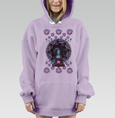 Будда с лотосом., Hoodie Mjhigh Dig Mel, Fiolet, утепленная