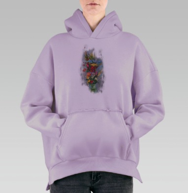 Букет из сада, Hoodie Oversize Fiolet, утепленная
