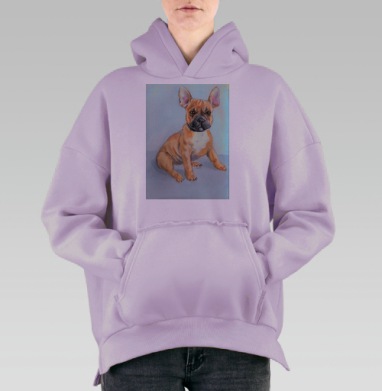 Бульдог-француз, Hoodie Oversize Fiolet, утепленная