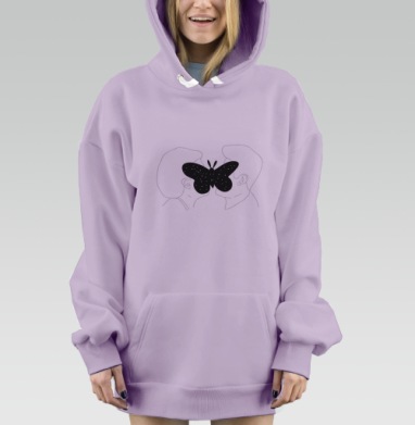 Цензура в стиле Рене Магритт, Hoodie Mjhigh Dig Mel, Fiolet, утепленная