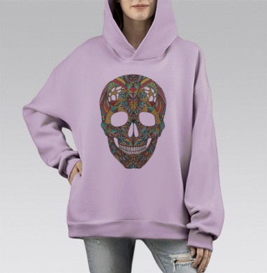 Череп, Hoodie Mono Fiolet, оверсайз, утепленная