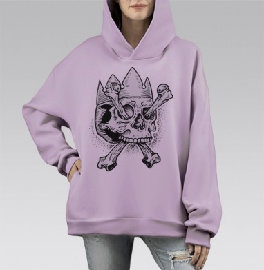Череп короля, Hoodie Mono Fiolet, оверсайз, утепленная