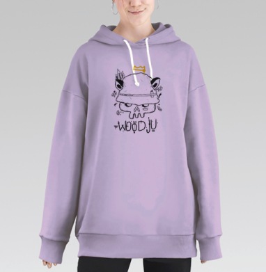 Череп с короной и перьями в граффити стиле, Hoodie Long Oversize Fiolet