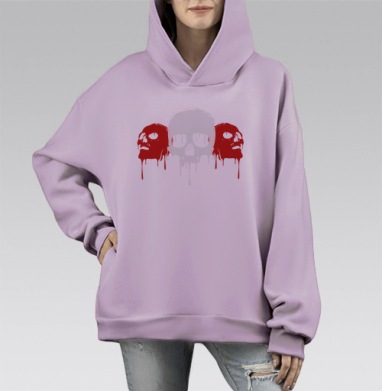 Черепа Серия, Hoodie Mono Fiolet, оверсайз, утепленная