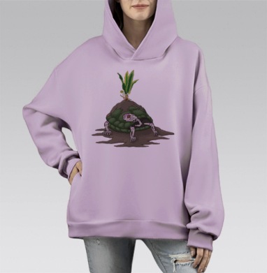 Черепаха, Hoodie Mono Fiolet, оверсайз, утепленная