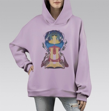 Через себя, Hoodie Mono Fiolet, оверсайз, утепленная