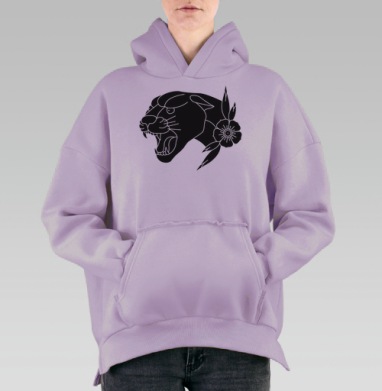 Черная пантера, Hoodie Oversize Fiolet, утепленная