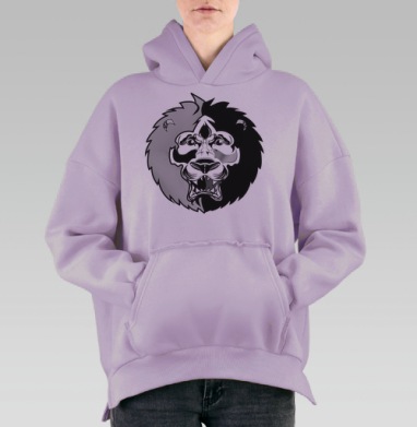 Черный лев, Hoodie Oversize Fiolet, утепленная