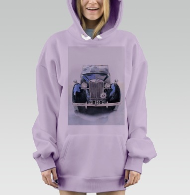 Черный ретро автомобиль, Hoodie Mjhigh Dig Mel, Fiolet, утепленная