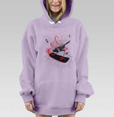 Черный воробей, Hoodie Mjhigh Dig Mel, Fiolet, утепленная