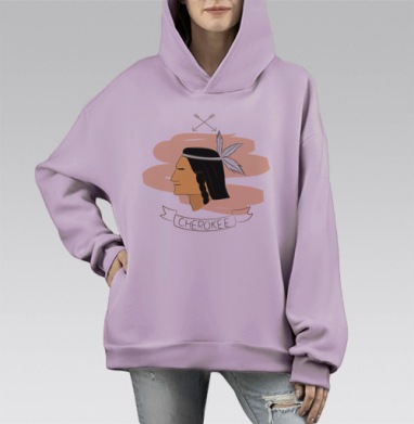 Чироки, Hoodie Mono Fiolet, оверсайз, утепленная