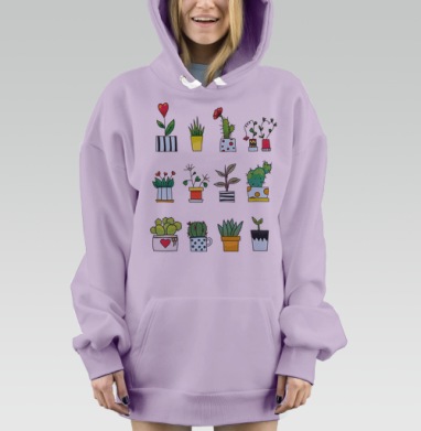 Цветки в горшках, Hoodie Mjhigh Dig Mel, Fiolet, утепленная
