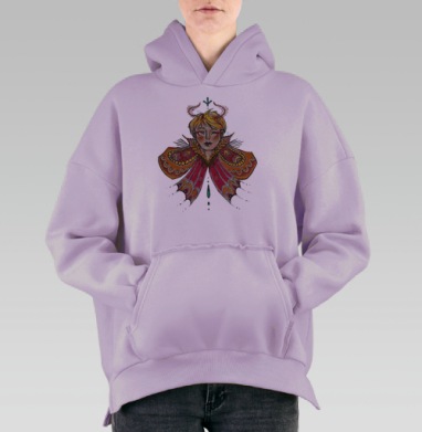 Цветочная нимфа, Hoodie Oversize Fiolet, утепленная