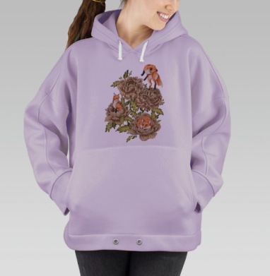 Цветочные лисы, Hoodie Oversize Fiolet