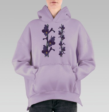 Цветы ИРИС, Hoodie Oversize Fiolet, утепленная