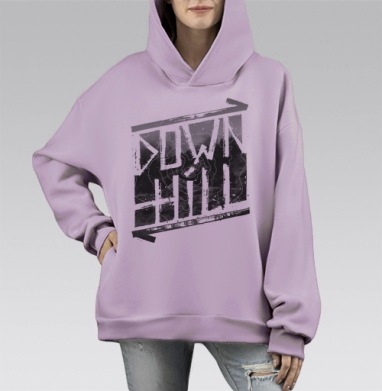 Даун Хилл, Hoodie Mono Fiolet, оверсайз, утепленная
